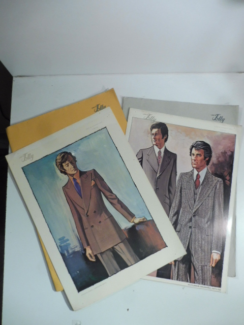 Levi's Jolly. G. Donato Levi Torino. Due cartelline con modelli di abiti maschili primavera-estate 1971-72 ed autunno-inverno 1971-72